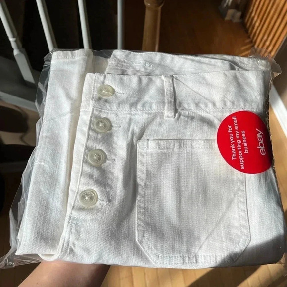 Lauren Ralph Lauren White Wide Leg Jeans Pants Sz 8 High Waisted Button Fly - Picture 13 of 13